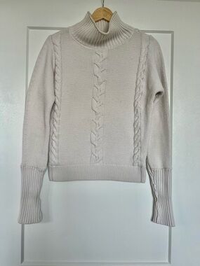 GAP Cream Cable Knit Mock Neck Sweater XS Cozy Fisherman Cottagecore